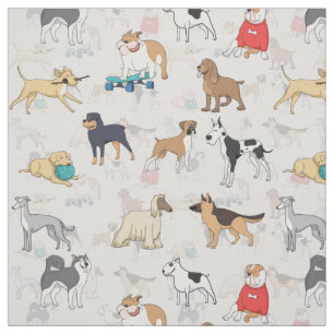 Cute Hundar Mönster Design White Tyg