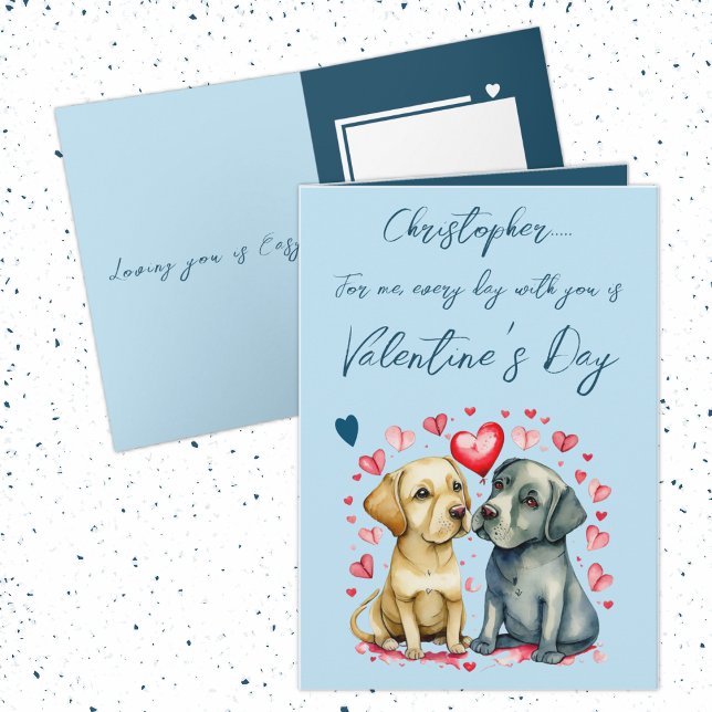 Cute hundar namn Blue Valentine Day Kort (Skapare uppladdad)