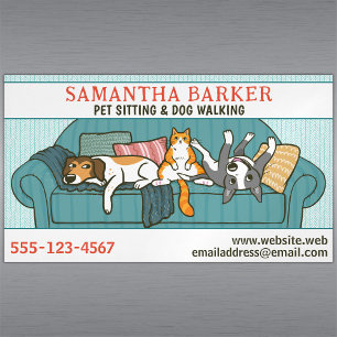 Cute Hundar och Cat Pet Sitta Animal Care Funny Magnetiska Visitkort