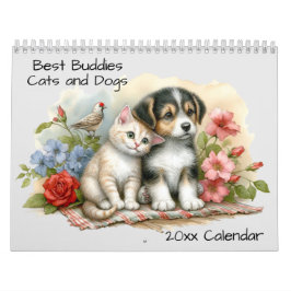 Cute Hundar och Cats Best Buddies Kalender