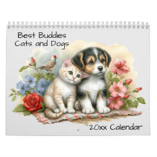 Cute Hundar och Cats Best Buddies Kalender