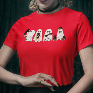 Cute Hundar och Spöken Halloween Retro Groovy T Shirt