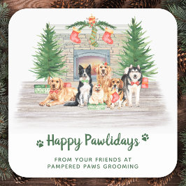 Cute Hundar Pet Business Hund älskare jul Fyrkantigt Klistermärke
