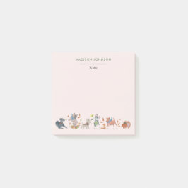 Cute hundar rosa monogram post-it-anteckningar post-it block