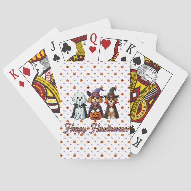 Cute Hundar som spöke, häxa och vampyr Casinokort (Baksidan)