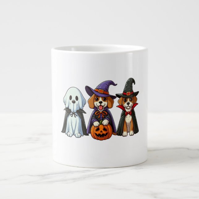 Cute hundar som spöke, häxa och vampyr jumbo mugg (Framsidan)