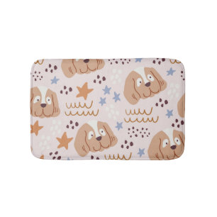 Cute hundar, stjärnor, linjer: vintage, sömlös badrumsmatta
