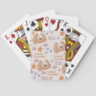 Cute hundar, stjärnor, linjer: vintage, sömlös casinokort