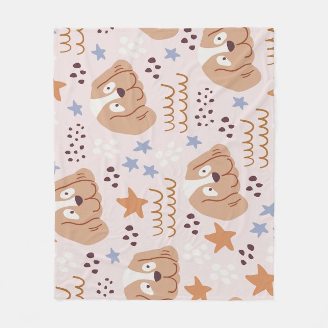 Cute hundar, stjärnor, linjer: vintage, sömlös fleecefilt (Framsidan)