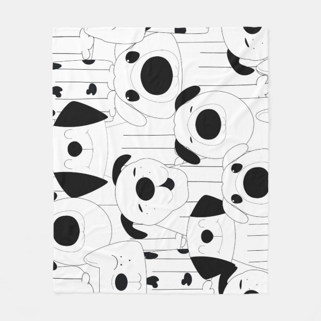 Cute hundar: svart, vit tecknad. fleecefilt (Framsidan)