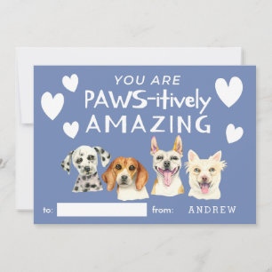 Cute Hundar Watercolor Kids Classroom Valentines d Julkort