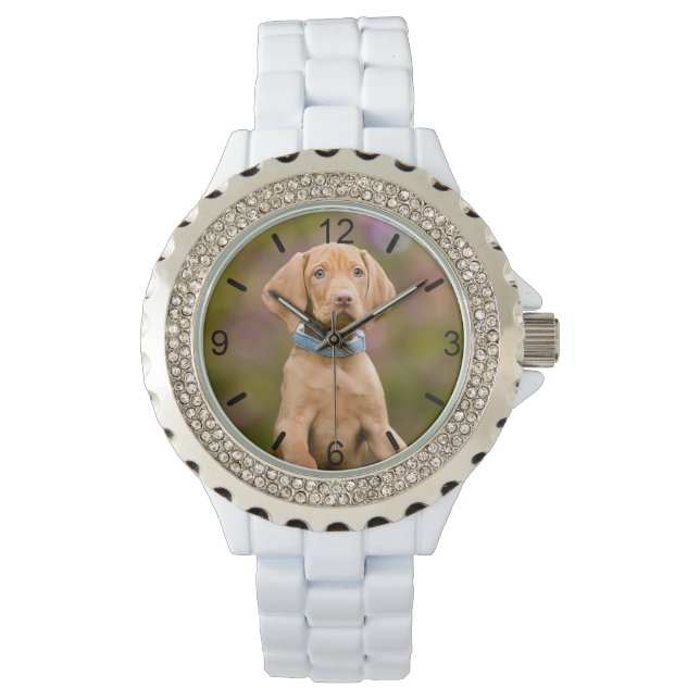 Cute Hungary Vizsla Hund Puppy Photo - uppringning Armbandsur (Framsida)