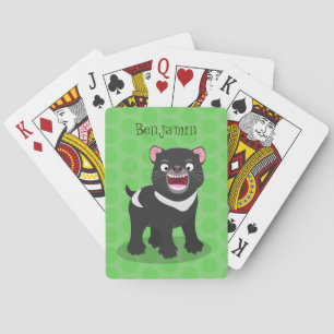 Cute hungrig Tasmanian djävulen tecknad illustrati Casinokort