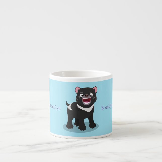Cute hungrig Tasmanian djävulen tecknad illustrati Espressomugg (Framsidan)
