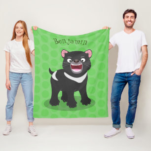 Cute hungrig Tasmanian djävulen tecknad illustrati Fleecefilt