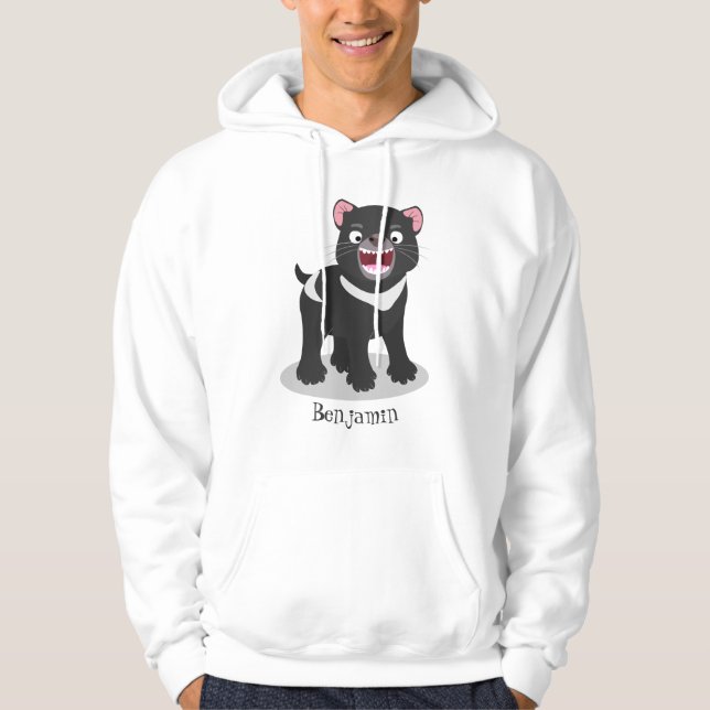 Cute hungrig Tasmanian djävulen tecknad illustrati Hoodie (Framsida)
