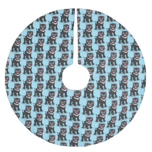 Cute hungrig Tasmanian djävulen tecknad illustrati Julgransmatta Borstad Polyester