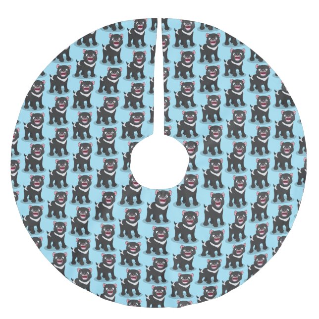 Cute hungrig Tasmanian djävulen tecknad illustrati Julgransmatta Borstad Polyester (Framsidan)