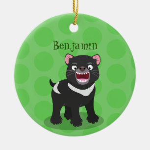 Cute hungrig Tasmanian djävulen tecknad illustrati Julgransprydnad Keramik