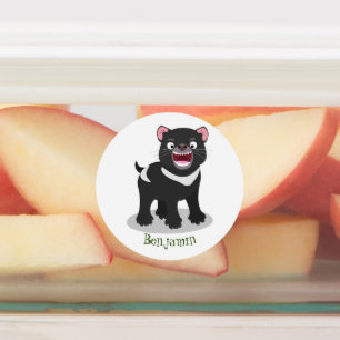 Cute hungrig Tasmanian djävulen tecknad illustrati Klistermärke