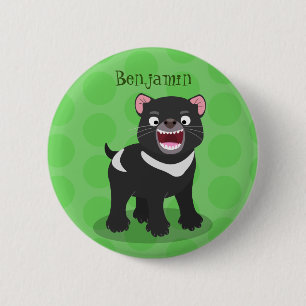 Cute hungrig Tasmanian djävulen tecknad illustrati Knapp