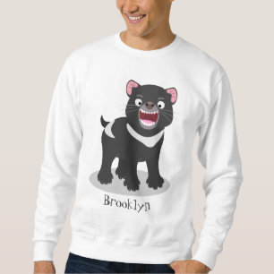 Cute hungrig Tasmanian djävulen tecknad illustrati Lång Ärmad Tröja