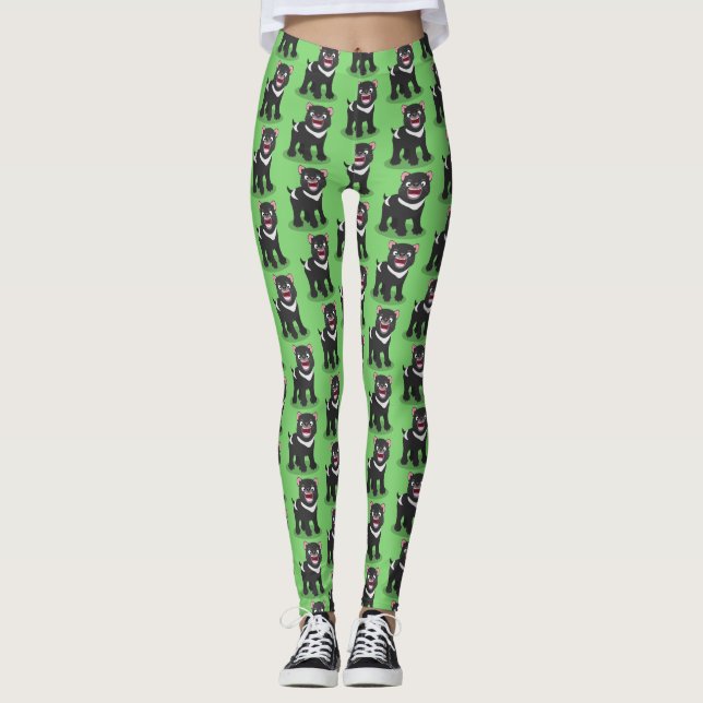 Cute hungrig Tasmanian djävulen tecknad illustrati Leggings (Framsida)