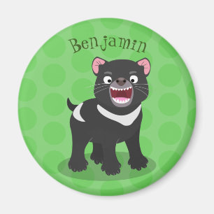 Cute hungrig Tasmanian djävulen tecknad illustrati Magnet