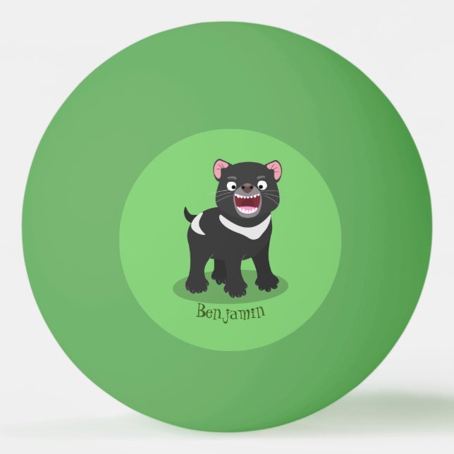 Cute hungrig Tasmanian djävulen tecknad illustrati Pingisboll (Framsidan)