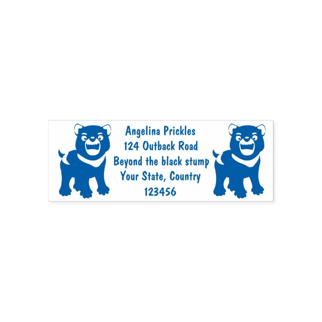 Cute hungrig Tasmanian djävulen tecknad illustrati Självfärgande Stämpel (Design)