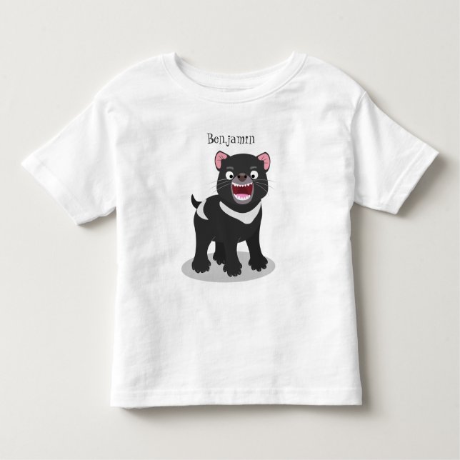 Cute hungrig Tasmanian djävulen tecknad illustrati T Shirt (Framsida)