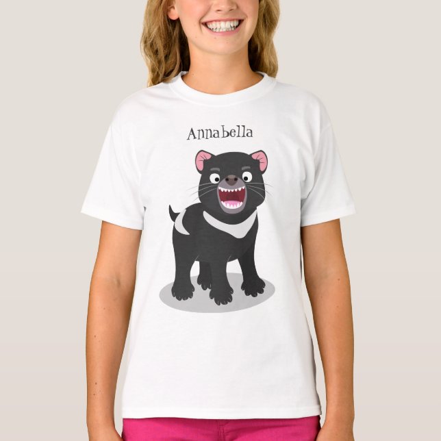 Cute hungrig Tasmanian djävulen tecknad illustrati T Shirt (Framsida)