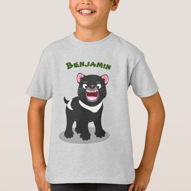 Cute hungrig Tasmanian djävulen tecknad illustrati T Shirt (Framsida)