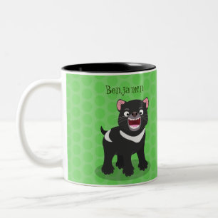 Cute hungrig Tasmanian djävulen tecknad illustrati Två-Tonad Mugg