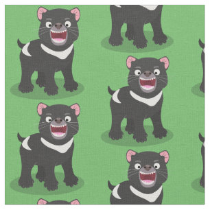 Cute hungrig Tasmanian djävulen tecknad illustrati Tyg