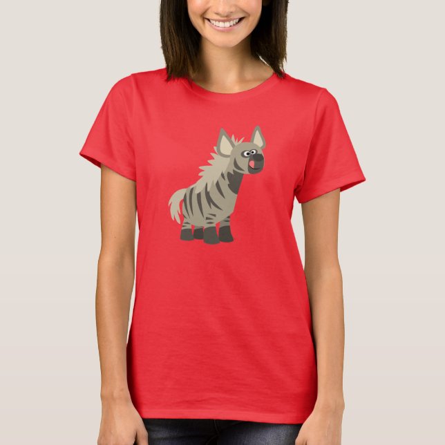 Cute Hungrig Tecknad, stripe Hyena Women T-Shirt (Framsida)