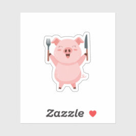 Cute Hungry Piggy Die Cut Sticker Klistermärken