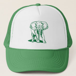 Cute Hunter Grönt Elephant Line Teckning Keps