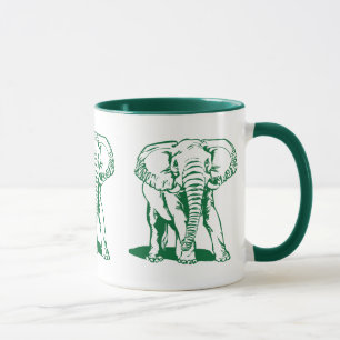 Cute Hunter Grönt Elephant Line Teckning Mugg