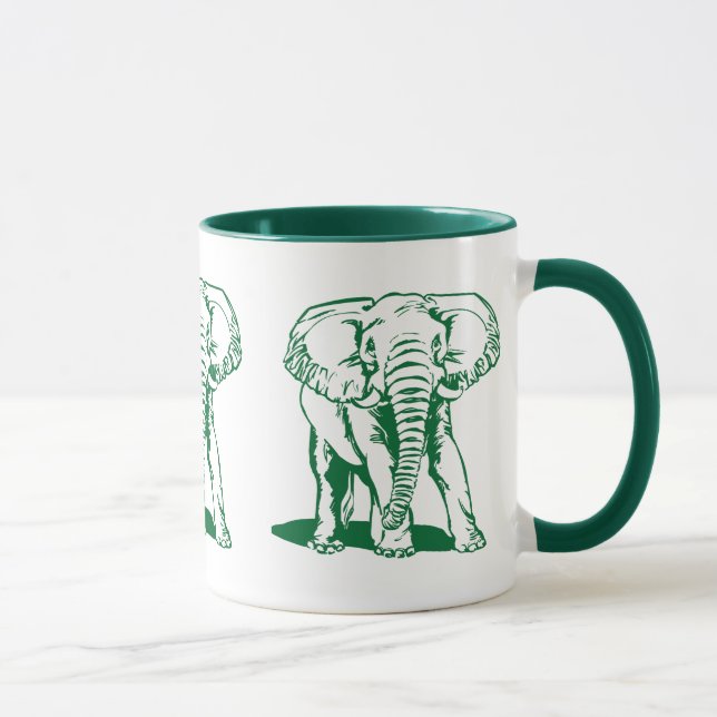 Cute Hunter Grönt Elephant Line Teckning Mugg (Höger)