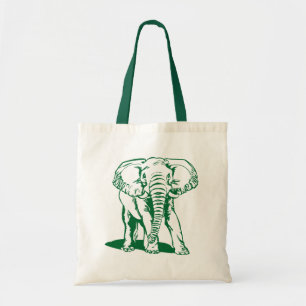 Cute Hunter Grönt Elephant Line Teckning Tygkasse