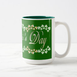 Cute Hunter Grönt St patricks day Lucky Shamrocks Två-Tonad Mugg