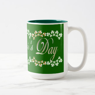Cute Hunter Grönt St patricks day Lucky Shamrocks Två-Tonad Mugg