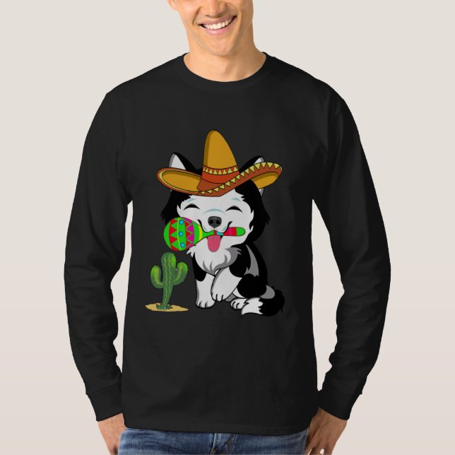 Cute Husky Dog Cinco de Mayo 5th of May Celebratio T Shirt (Framsida)