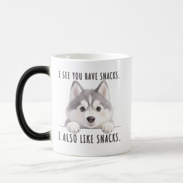 Cute Husky Dog Snacks Quote Funny Minimalist Magisk Mugg