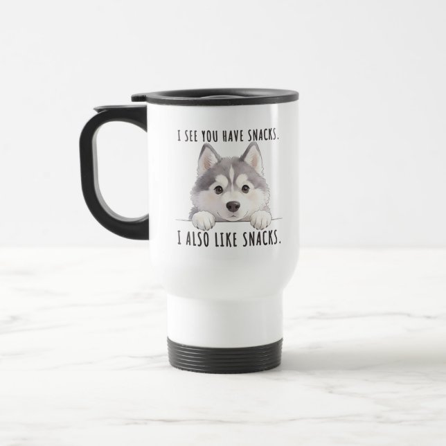 Cute Husky Dog Snacks Quote Funny Minimalist Resemugg (Vänster)
