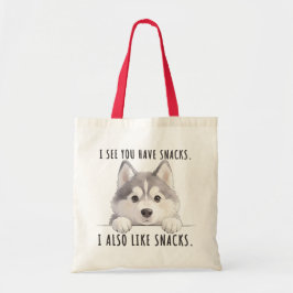 Cute Husky Dog Snacks Quote Funny Minimalist Tygkasse