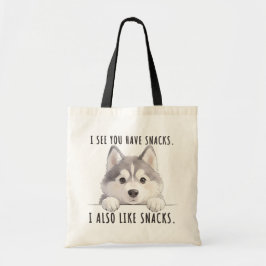 Cute Husky Dog Snacks Quote Funny Minimalist Tygkasse