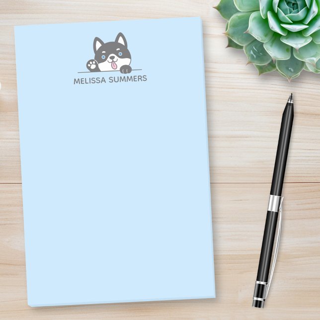 Cute Husky Hund Blue - eget namn Post-it Block (Skapare uppladdad)