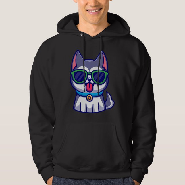 Cute Husky Hund Hoodie (Framsida)